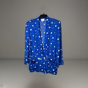 Vintage Ann Tijan for Kenar Polka Dots Blazer Blouse Women's Size‎ L Retro 80's